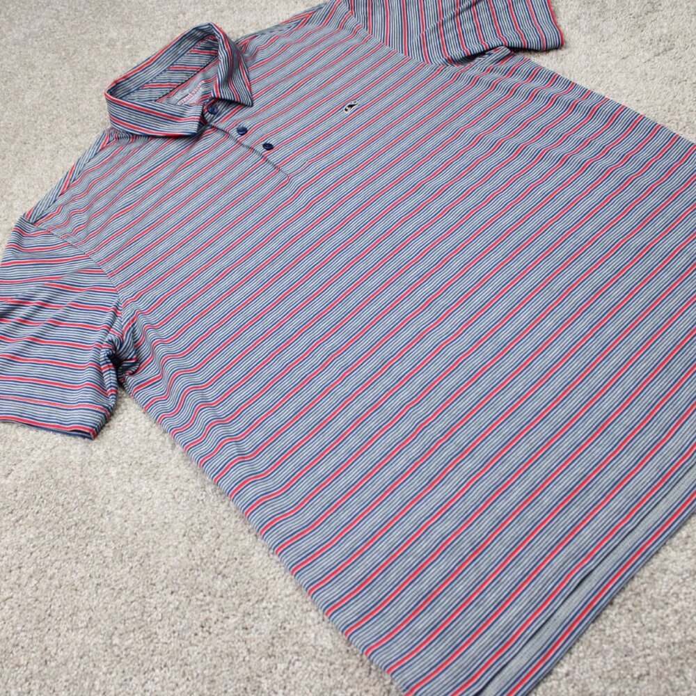 Vineyard Vines Performance Polo Shirt Mens Large Red/Blue Striped Stretch S/S - Picture 7 of 14
